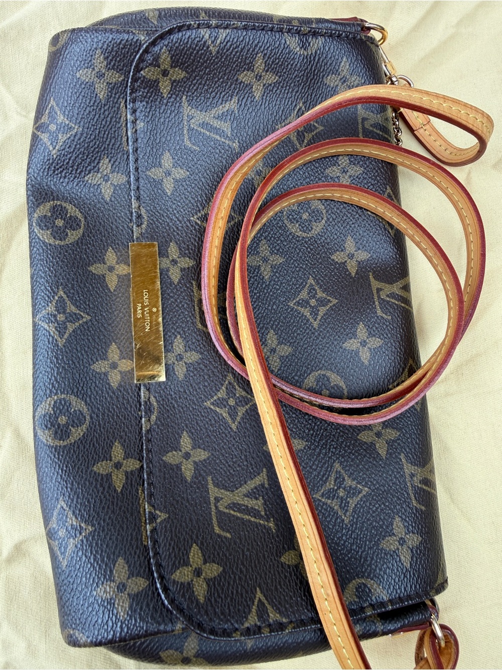 Louis Vuitton Brown Monogram Crossbody Bag with Tan Strap